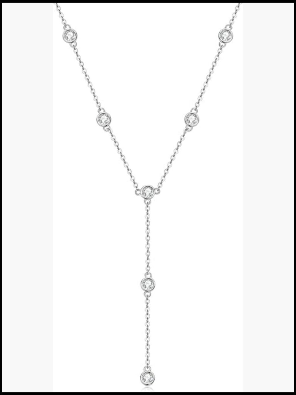 Moissanite Lariat Drop Necklace Dainty Long Y Necklace for Women Prom Bridal